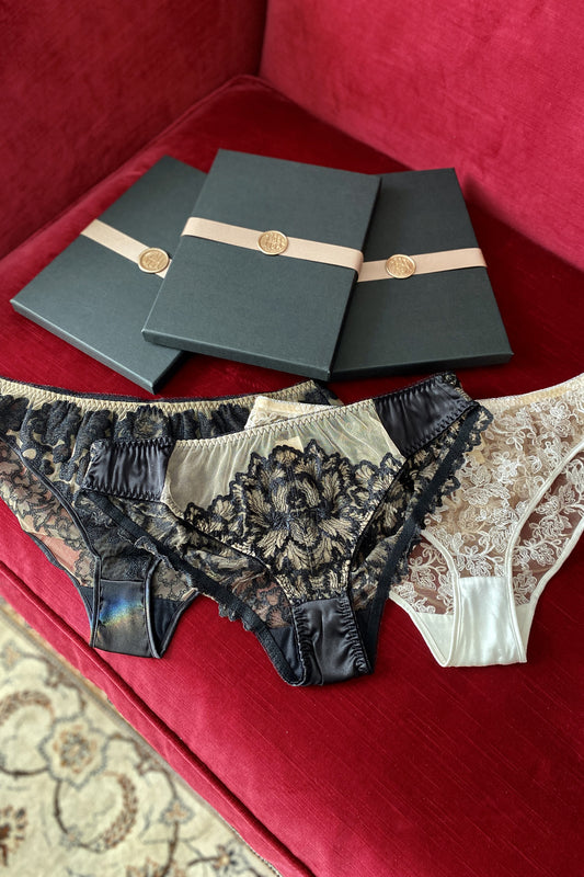 KAGIO Sexy Satin Lace Panties Women's Underwear Transparent Sheer